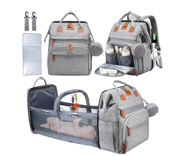 2017 modern maternity travel diaper bag backpack 2-in-1 Diaper Backpack with Fold-Out Crib 27