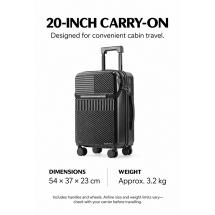 Mova Luxe Smart Carry-On 20-inch dimensions and weight guide